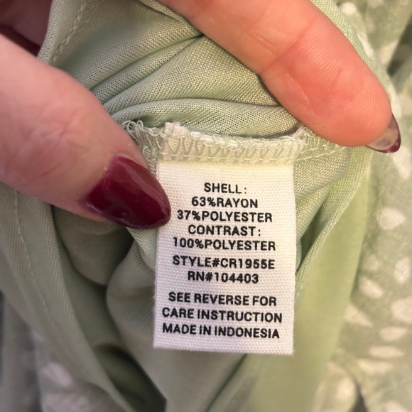 Mine Sage Green Tiered Button Front Dress Small Flutter Sleeve NWT - Picture 10 of 11